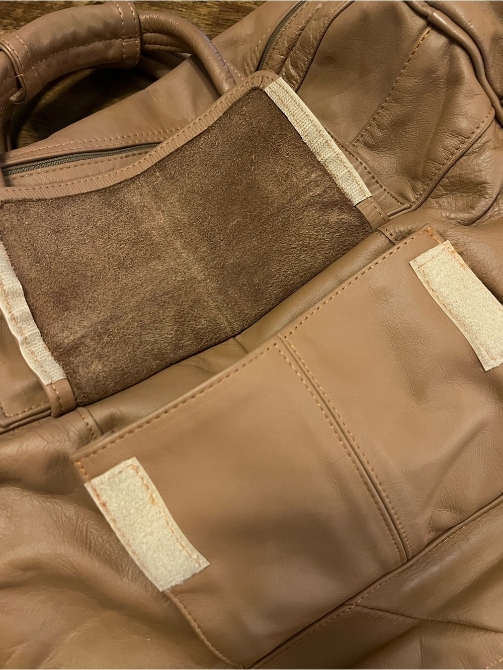 Talon Dual Zipper Vintage Light Brown Soft Leather Vintage Duffle Bag Unbranded - Picture 5 of 16